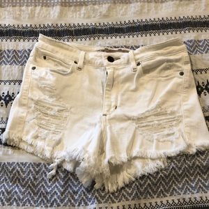 Guess high waist white denim shorts